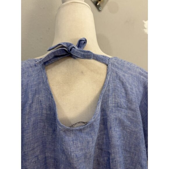Tutu&lilli Linen Boxy Tunic Blouse Blue Women Xs/S Oversized Made USA - Picture 5 of 10